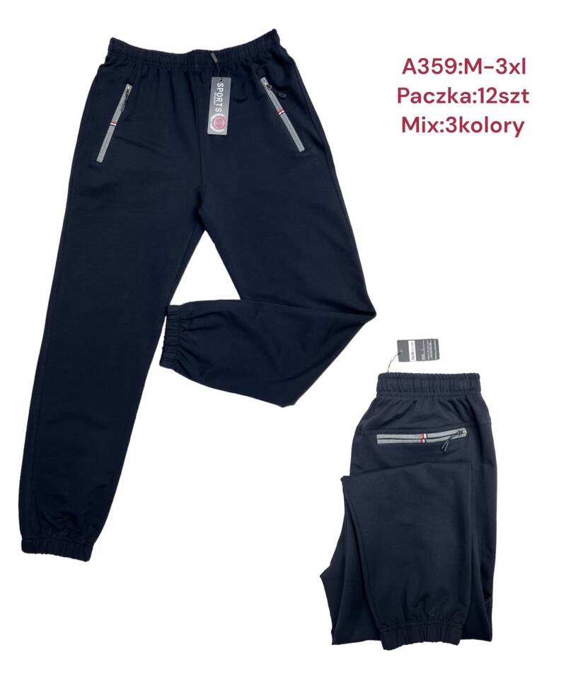 Spodnie dresowe meskie Roz M-3XL, Mix 3 Kolor Paczka 12 szt